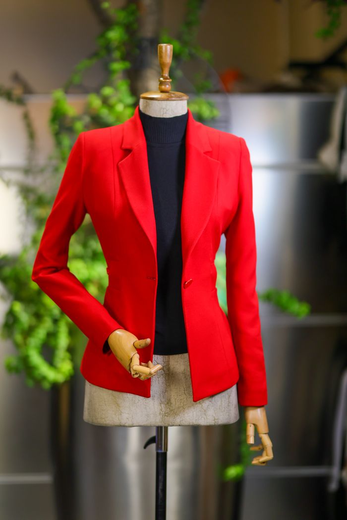 services-04 Stylish red jacket displayed on a mannequin, perfect for fashion and retail themes.